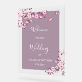 Floral Cherry Blossom Transparent Wedding Welcome Acryl Bord (Hoek)