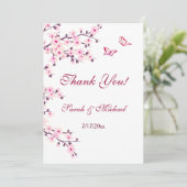 Floral Cherry Blossom Weddenschap Hartelijk dank Bedankkaart (Staand voorkant)