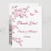 Floral Cherry Blossom Weddenschap Hartelijk dank Bedankkaart (Voorkant / Achterkant)