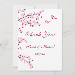 Floral Cherry Blossom Weddenschap Hartelijk dank Bedankkaart