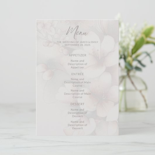 Floral Cherry Blossom Wedding Menu (Staand voorkant)