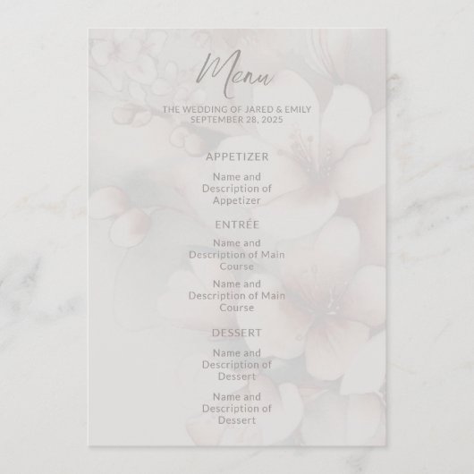 Floral Cherry Blossom Wedding Menu (Voorkant)