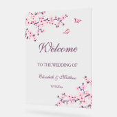 Floral Cherry Blossom Wedding Welkom Acryl Bord (Hoek)