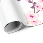Floral Cherry Blossom Wedding Wrapping Paper Cadeaupapier<br><div class="desc">Dit trouwpakpapier bevat  roze kersen bloesems op een witte achtergrond.</div>