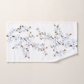 Floral Cherry Blossom White Blue Bad Handdoek (Handdoek)