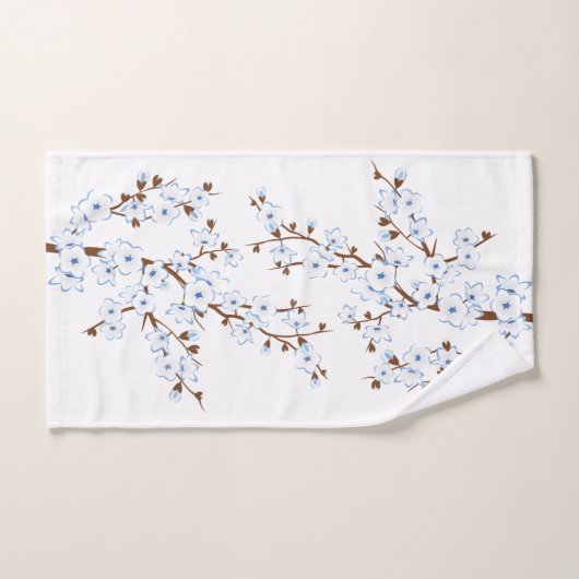 Floral Cherry Blossom White Blue Bad Handdoek (Handdoek)
