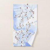 Floral Cherry Blossom White Blue Ink Bad Handdoek (Handdoek)