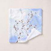 Floral Cherry Blossom White Blue Ink Bad Handdoek (Wasdoekje)