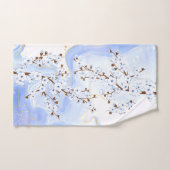 Floral Cherry Blossom White Blue Ink Bad Handdoek (Handdoek)