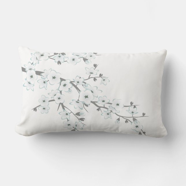 Floral Cherry Blossom White Kies achtergrond Kussen (Voorkant)