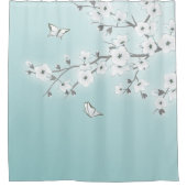 Floral Cherry Blossom White Mint Douchegordijn (Voorkant)