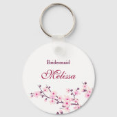 Floral Cherry Blossom White Pink Sleutelhanger (Voorkant)