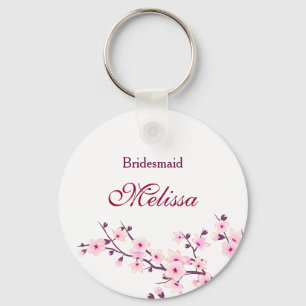 Floral Cherry Blossom White Pink Sleutelhanger