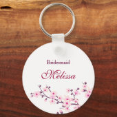 Floral Cherry Blossom White Pink Sleutelhanger (Voorkant)