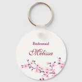 Floral Cherry Blossom White Pink Sleutelhanger (Achterkant)