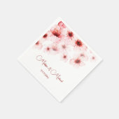 Floral Cherry Blossom Your Names Wedding Servet (Hoek)