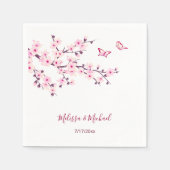 Floral Cherry Blossom Your Names Wedding Servet (Voorkant)