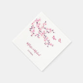 Floral Cherry Blossom Your Names Wedding Servet (Hoek)