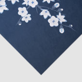 Floral Cherry Blossoms Dark Blue White Tissuepapier (Detail)