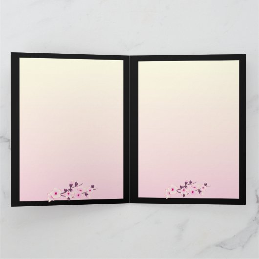 Floral Cherry Blossoms Happy Birthday Kaart (Binnen)