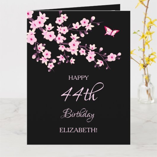 Floral Cherry Blossoms Happy Birthday Kaart (Gele Bloem)