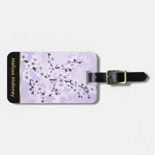 Floral Cherry Blossoms Paars personaliseren Bagagelabel
