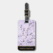 Floral Cherry Blossoms Paars personaliseren Bagagelabel (Voorkant verticaal)