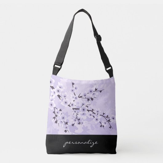 Floral Cherry Blossoms Paars personaliseren Crossbody Tas (Voorkant)
