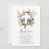 Floral Cherry Botanische Meisje Doop Kaart (Voorkant)