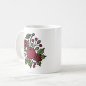 Floral cherry with poinsettia festive botanical koffiemok (Voorkant links)