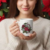 Floral cherry with poinsettia festive botanical koffiemok