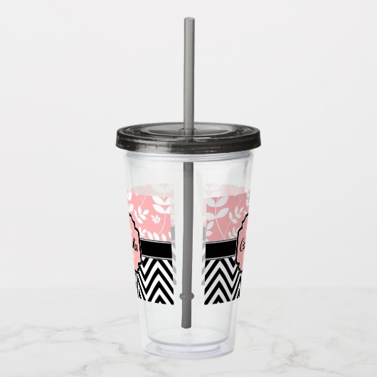 Floral & Chevron Pattern Acryl Drinkbeker (Rechts)