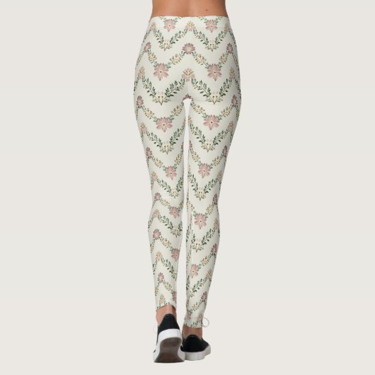 Floral Chevron Pattern – Geometric Zigzag  Leggings (Achterkant)