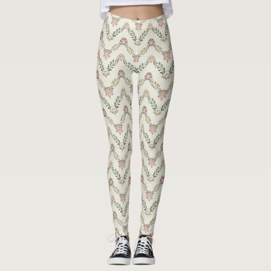 Floral Chevron Pattern – Geometric Zigzag  Leggings (Voorkant)