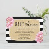 Floral Chic Baby shower Invitation / Champagne Kaart (Staand voorkant)