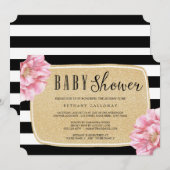 Floral Chic Baby shower Invitation / Champagne Kaart (Voorkant / Achterkant)