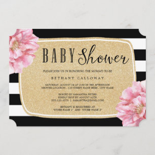 Floral Chic Baby shower Invitation / Champagne Kaart