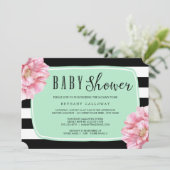 Floral Chic Baby shower Invitation / Munt Kaart (Staand voorkant)