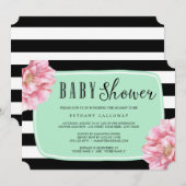 Floral Chic Baby shower Invitation / Munt Kaart (Voorkant / Achterkant)