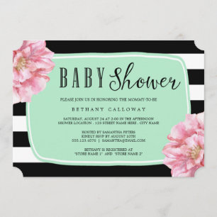 Floral Chic Baby shower Invitation / Munt Kaart