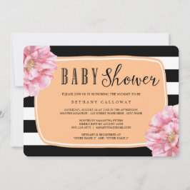 Floral Chic Baby shower Invitation / Peach Kaart