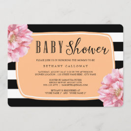 Floral Chic Baby shower Invitation / Peach Kaart