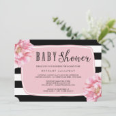 Floral Chic Baby shower Invitation / Roze Kaart (Staand voorkant)