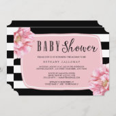 Floral Chic Baby shower Invitation / Roze Kaart (Voorkant / Achterkant)