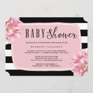 Floral Chic Baby shower Invitation / Roze Kaart