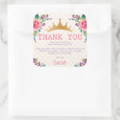 Floral Chic Birthday Dank u Vierkante Sticker (Tas)