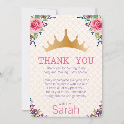 Floral Chic Birthday Hartelijk dank Kaart (Voorkant)