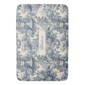  floral chic blauw toile de jouy monogram badmat (Voorkant Verticaal)