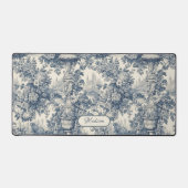  floral chic blauw toile de jouy monogram bureaumat (Voorkant)