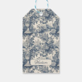  floral chic blauw toile de jouy monogram cadeaulabel (Achterkant)